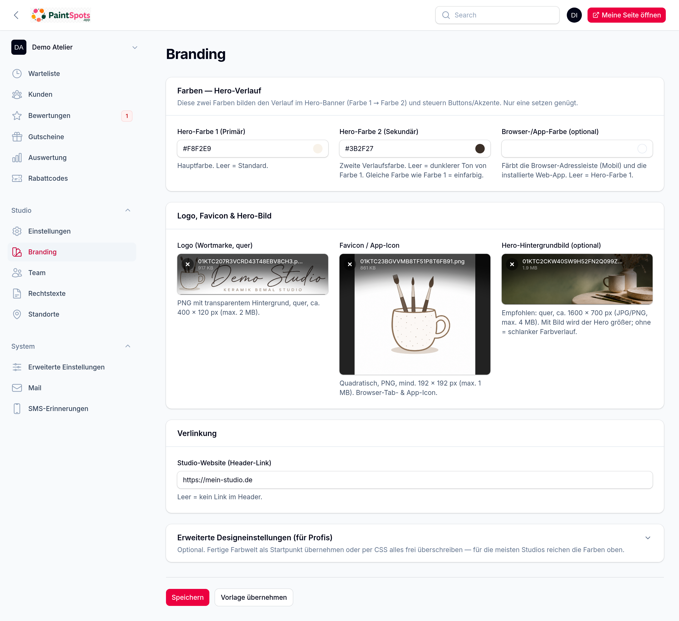 Branding – Farben, Logo, Favicon und Hero-Bild auf einen Blick