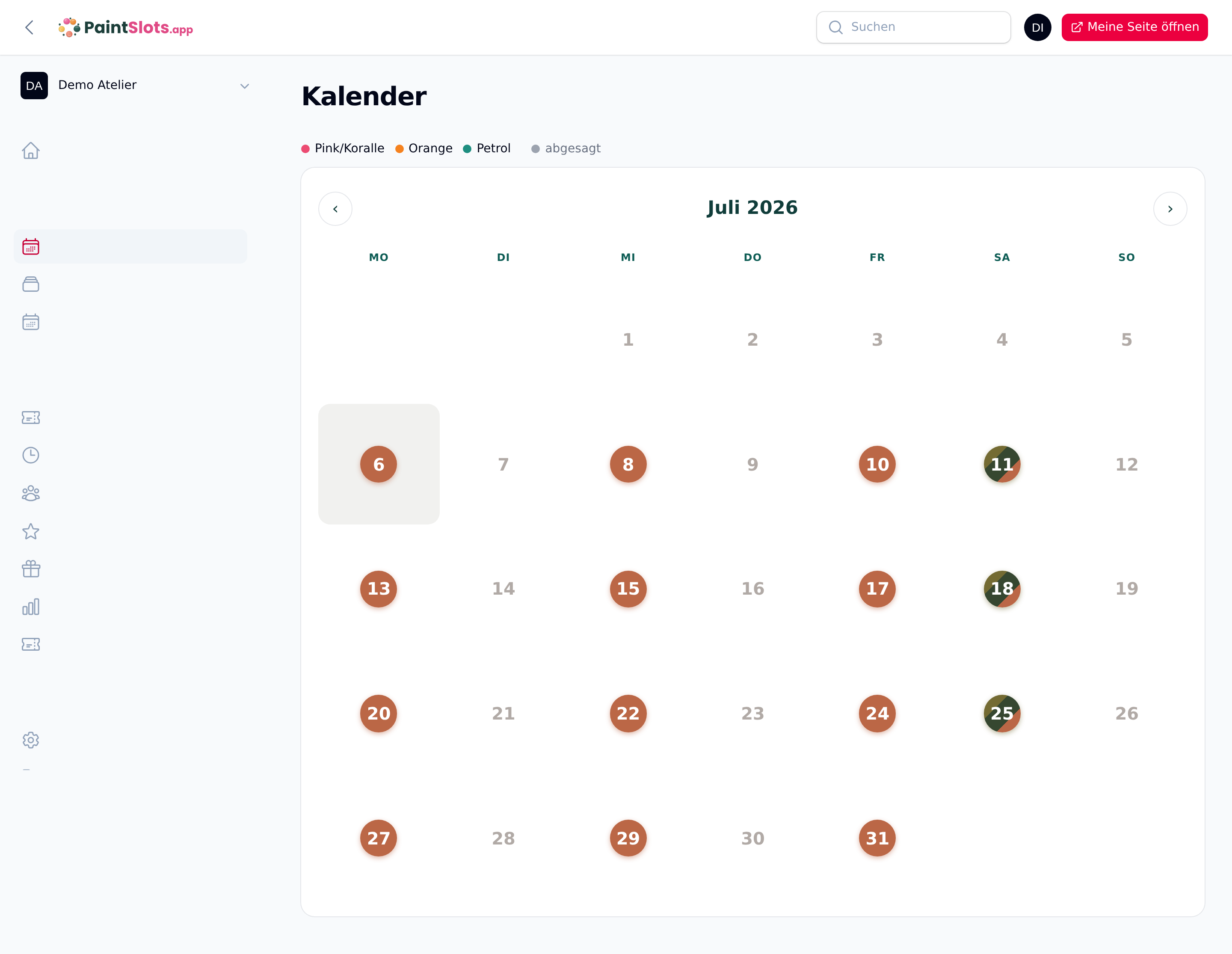 Kalenderansicht zur visuellen Terminplanung
